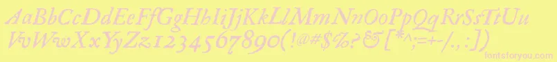 RegulaItalic Font – Pink Fonts on Yellow Background