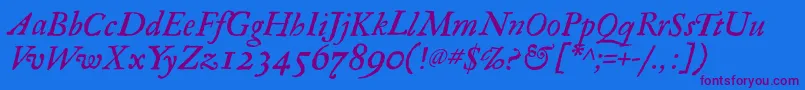 RegulaItalic Font – Purple Fonts on Blue Background