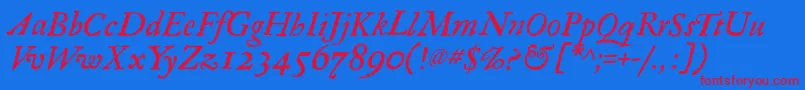 RegulaItalic Font – Red Fonts on Blue Background
