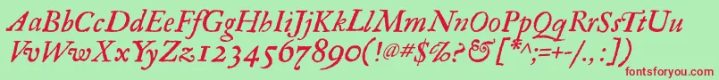 RegulaItalic Font – Red Fonts on Green Background