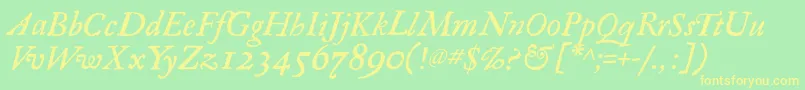 RegulaItalic Font – Yellow Fonts on Green Background