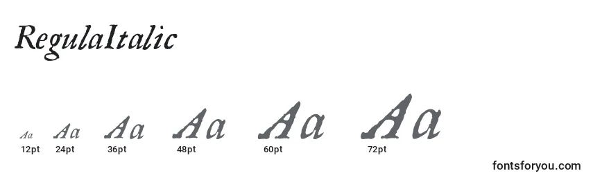 Размеры шрифта RegulaItalic