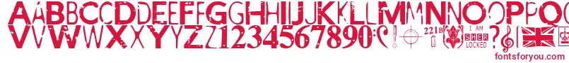 IAmSherlocked-Schriftart – Rote Schriften auf weißem Hintergrund