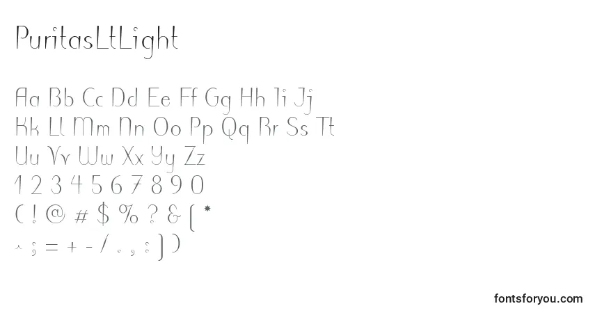 Шрифт PuritasLtLight – алфавит, цифры, специальные символы