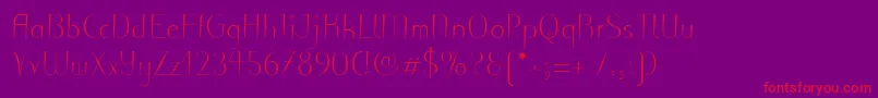 PuritasLtLight-Schriftart – Rote Schriften auf violettem Hintergrund