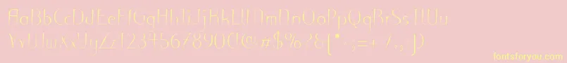 PuritasLtLight-Schriftart – Gelbe Schriften auf rosa Hintergrund