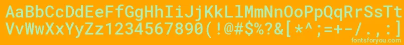 RobotomonoMedium Font – Green Fonts on Orange Background