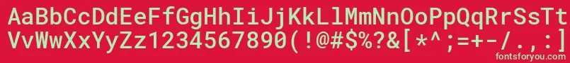 RobotomonoMedium Font – Green Fonts on Red Background
