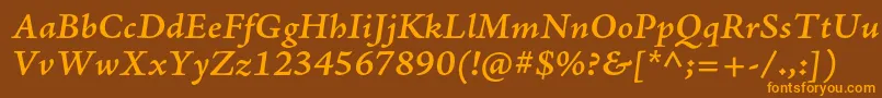 AjensonproSemibolditcapt Font – Orange Fonts on Brown Background