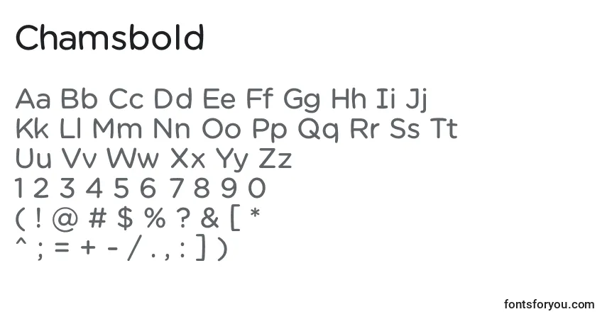 Шрифт Chamsbold – алфавит, цифры, специальные символы
