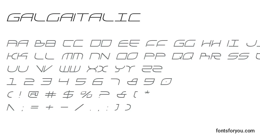 Police GalgaItalic - Alphabet, Chiffres, Caractères Spéciaux