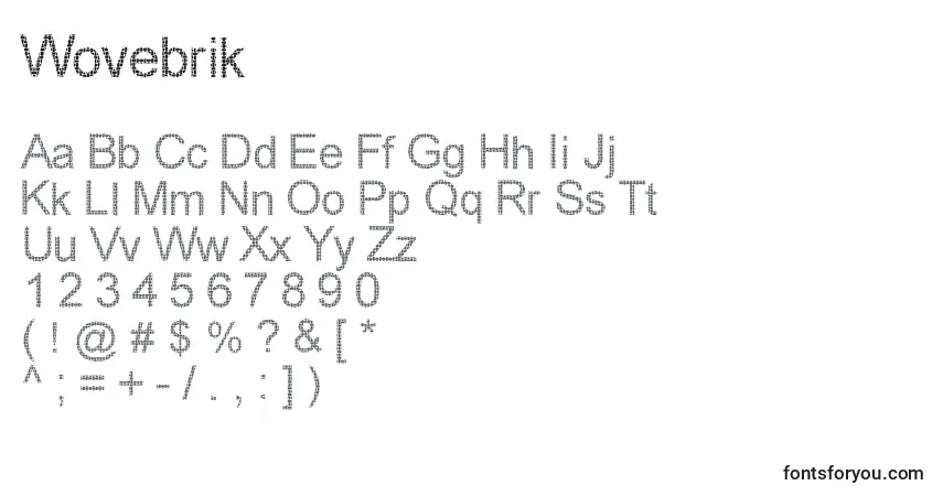 A fonte Wovebrik – alfabeto, números, caracteres especiais