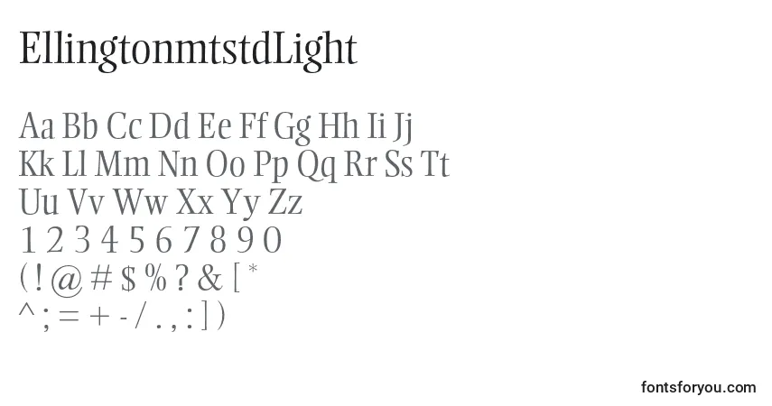 Czcionka EllingtonmtstdLight – alfabet, cyfry, specjalne znaki