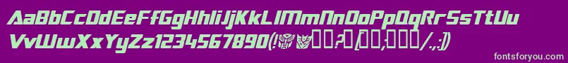 TransroboticsItalic Font – Green Fonts on Purple Background