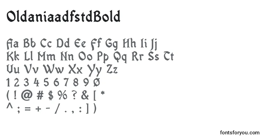 OldaniaadfstdBoldフォント–アルファベット、数字、特殊文字