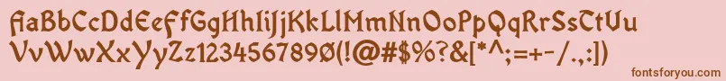フォントOldaniaadfstdBold – ピンクの背景に茶色のフォント