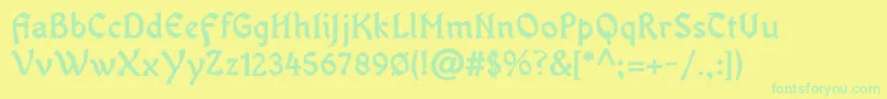 フォントOldaniaadfstdBold – 黄色い背景に緑の文字