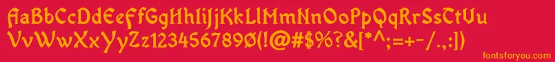 OldaniaadfstdBold-Schriftart – Orangefarbene Schriften auf rotem Hintergrund
