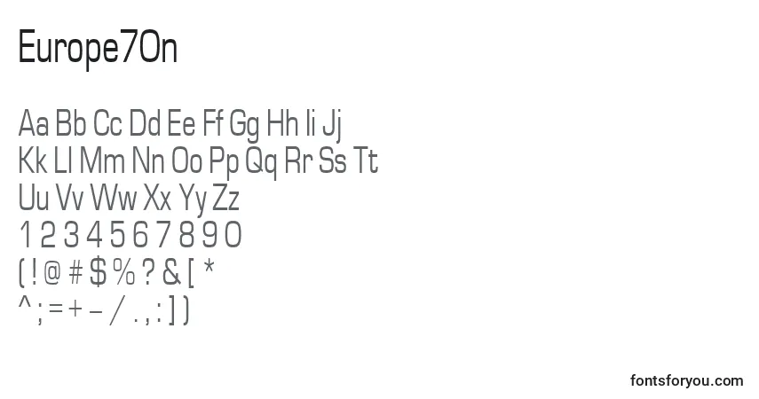 Fuente Europe70n - alfabeto, números, caracteres especiales