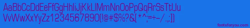 Czcionka Europe70n – fioletowe czcionki na niebieskim tle