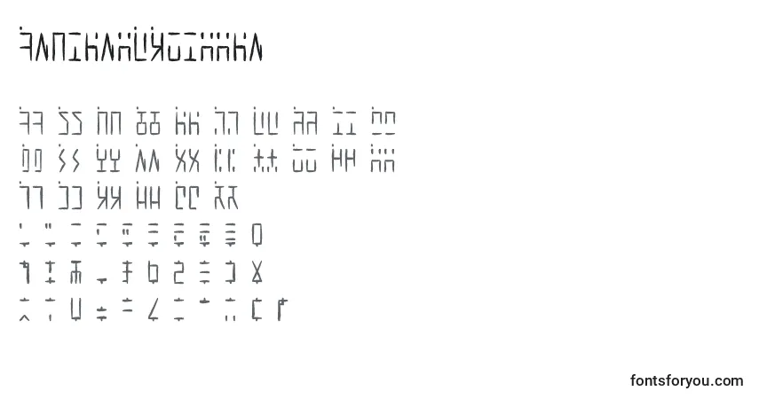 A fonte AncientGWritten – alfabeto, números, caracteres especiais
