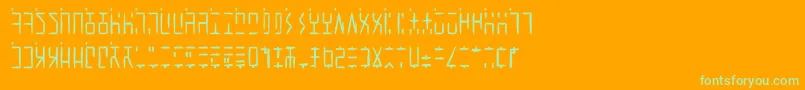 AncientGWritten-Schriftart – Grüne Schriften auf orangefarbenem Hintergrund
