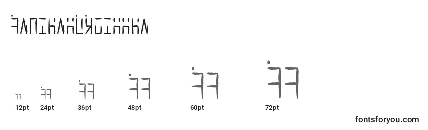 Размеры шрифта AncientGWritten