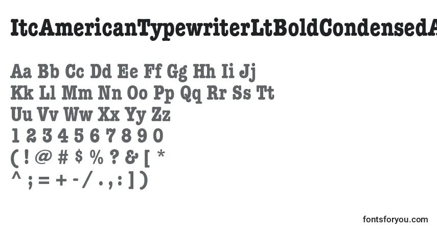 Czcionka ItcAmericanTypewriterLtBoldCondensedAlternate – alfabet, cyfry, specjalne znaki