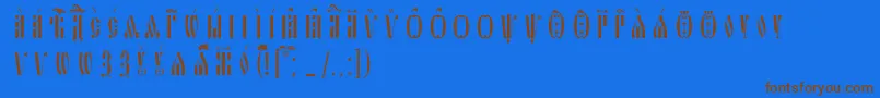Шрифт SlavjanicIeucsSpacedout – коричневые шрифты на синем фоне