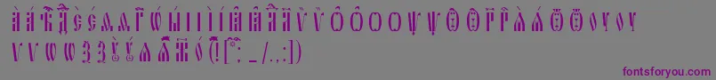 フォントSlavjanicIeucsSpacedout – 紫色のフォント、灰色の背景