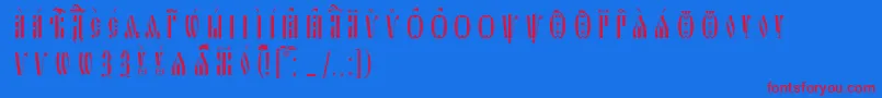 Czcionka SlavjanicIeucsSpacedout – czerwone czcionki na niebieskim tle