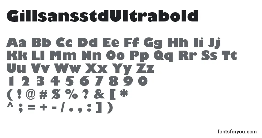 Шрифт GillsansstdUltrabold – алфавит, цифры, специальные символы