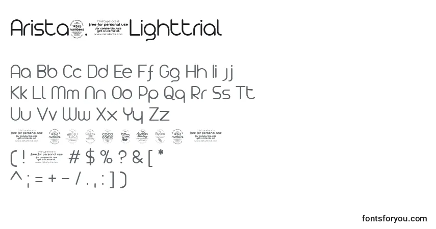 Fuente Arista2.0Lighttrial - alfabeto, números, caracteres especiales