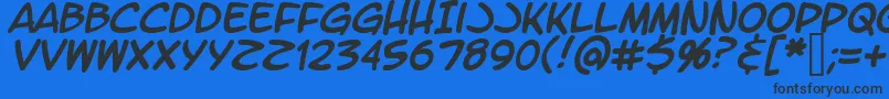 Fonte LetteromaticItalic – fontes pretas em um fundo azul