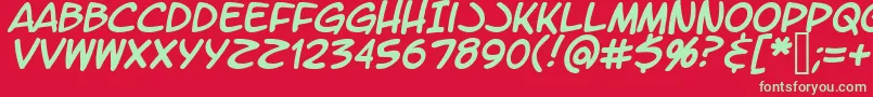 Fonte LetteromaticItalic – fontes verdes em um fundo vermelho