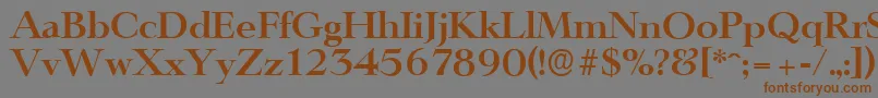 フォントLingwoodserialBold – 茶色の文字が灰色の背景にあります。