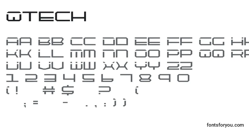 A fonte Qtech – alfabeto, números, caracteres especiais