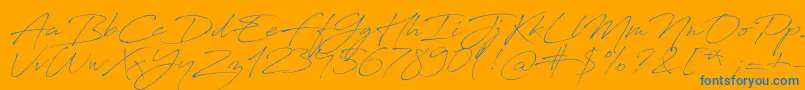 AntroVectra-Schriftart – Blaue Schriften auf orangefarbenem Hintergrund
