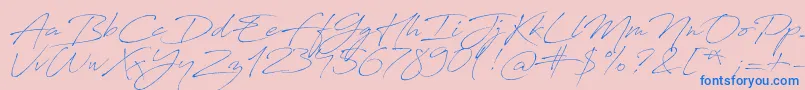 AntroVectra-Schriftart – Blaue Schriften auf rosa Hintergrund