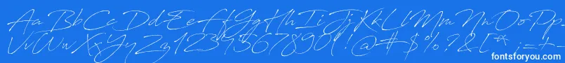 Weitere Informationen zur AntroVectra-Schriftart AntroVectra-Schriftart – Weiße Schriften auf blauem Hintergrund