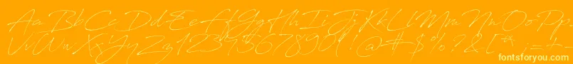 Fonte AntroVectra – fontes amarelas em um fundo laranja