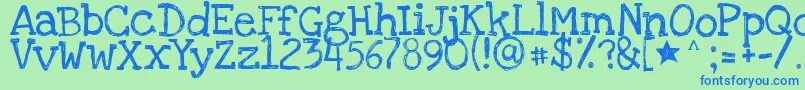 Loveyalikeasister Font – Blue Fonts on Green Background