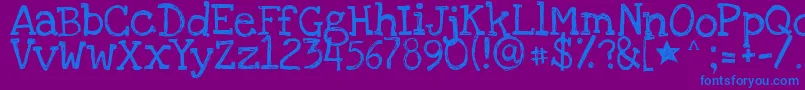 Loveyalikeasister-Schriftart – Blaue Schriften auf violettem Hintergrund