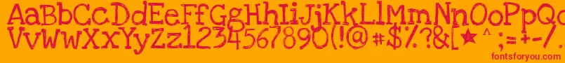 Loveyalikeasister-Schriftart – Rote Schriften auf orangefarbenem Hintergrund