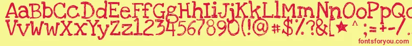 Loveyalikeasister Font – Red Fonts on Yellow Background