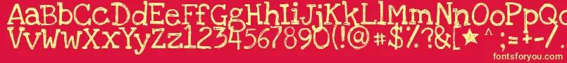 Loveyalikeasister Font – Yellow Fonts on Red Background