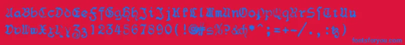 F25Blacklettertypewriter Font – Blue Fonts on Red Background