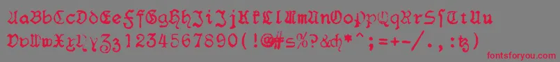 F25Blacklettertypewriter Font – Red Fonts on Gray Background