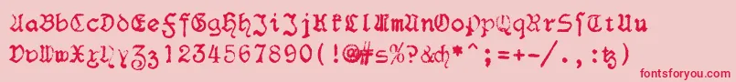 F25Blacklettertypewriter Font – Red Fonts on Pink Background