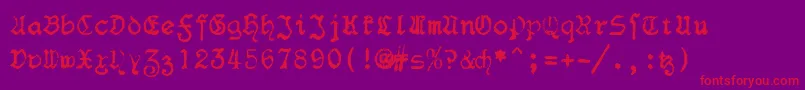 F25Blacklettertypewriter Font – Red Fonts on Purple Background
